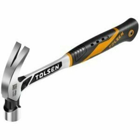 TOLSEN One Piece Forged Claw Hammer, Polished and Lacquered, Solid Forged Shaft w/Fiberglass Grip, 16oz 25171